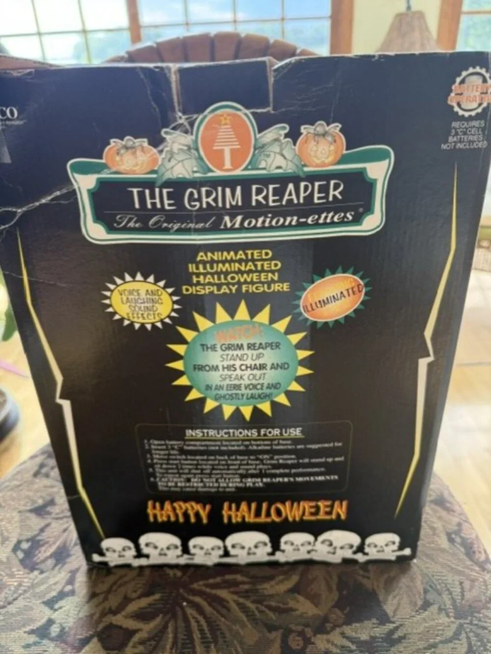 VTG Telco The Grim Reaper Original Motion-ettes Halloween Decoration 1997 W Box